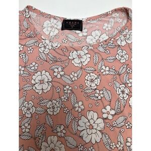 AMANA Petite Large Floral Flutter Sleeve Ruffle‎ Hem Top Women's Pink White Cute
